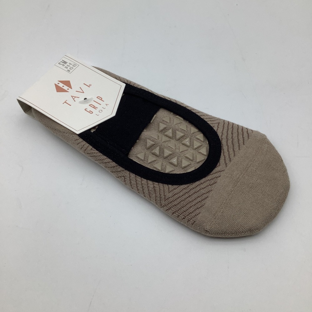 Tavi Lola Grip Socks Womens Shitake Geo Tan Yoga Pilates Barre Size Small NWT